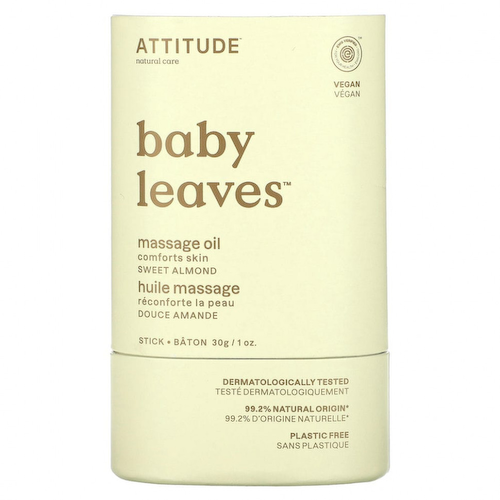 ATTITUDE, Baby Leaves, массажное масло-стик, сладкий миндаль, 1 унция (30 г) #1