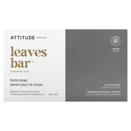 ATTITUDE, Leaves Bar, мыло для тела, перечная мята и сладкий апельсин, 113 г (4 унции) #1