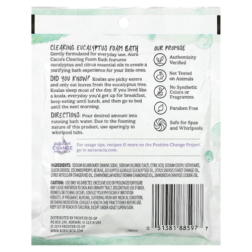 Aura Cacia, очищающая пена для ванны, эвкалипт, 70,9 г (2,5 унции) #1