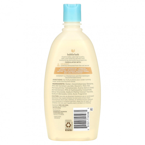 Aveeno, Baby, пенная ванна с экстрактом овса, 568 мл (19,2 жидк. Унции) #1