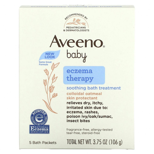 Aveeno, Успокаивающее средство для принятия ванн при экземе у детей, без запаха, 5 пакетиков, 106 г (3,75 унций) #1