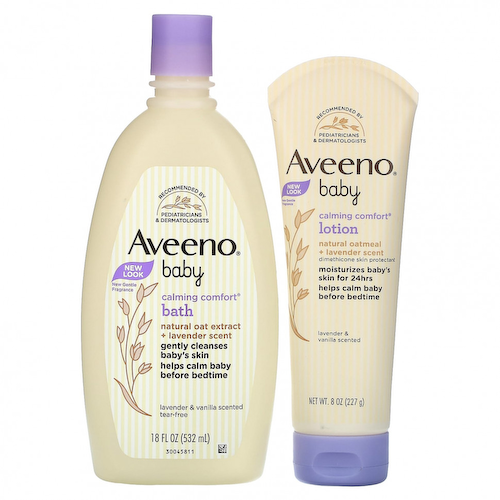 Aveeno, Baby, успокаивающий набор для ванны + лосьон, лаванда и ваниль, набор из 2 предметов #1