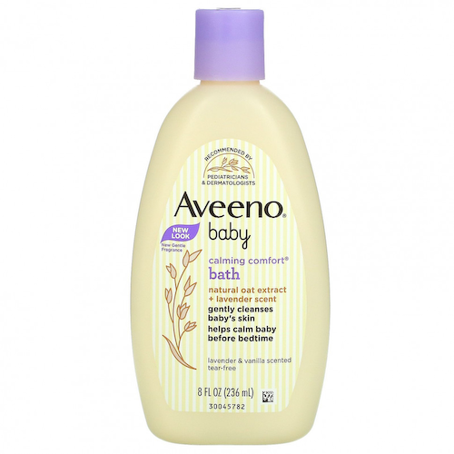 Aveeno, Продукция для детей, Успокаивающее средство для ванны с лавандой и ванилью, 8 жидких унций (236 мл) #1