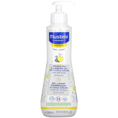 Mustela, детский питательный очищающий гель для волос и тела с охлаждающим эффектом, для сухой кожи, 300 мл (10,14 жидк. унции) #1
