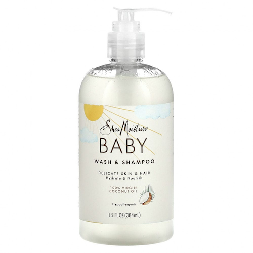 SheaMoisture, Детское средство для душа и шампуня с 100% кокосовым маслом первого отжима с душистым горошком и мурумуру, 13 жидких унций (384 мл) #1