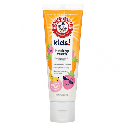 Arm & Hammer, Kids Healthy Teeth, зубная паста с фтором, против кариеса, 2 года + фруктовые пузырьки, 119 г (4,2 унции) #1