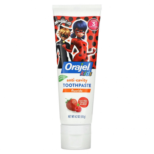 Orajel, Kids, Miraculous, зубная паста с фтором, для защиты от кариеса, для детей от 2 до 10 лет, натуральный фруктовый вкус, 119 г (4,2 унции) #1