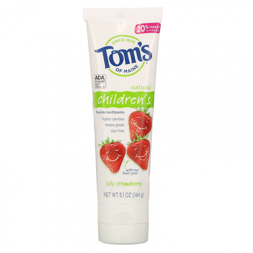 Tom's of Maine, Детская, зубная паста с фтором, клубника, 144 г (5,1 унции) #1
