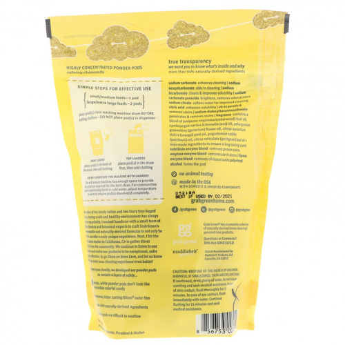 Grab Green, Laundry Detergent Pods, Newborn Baby, Calming Chamomile with Essential Oils, 0-4 Months, 30 Loads, 1.05 lbs (480 g) #1