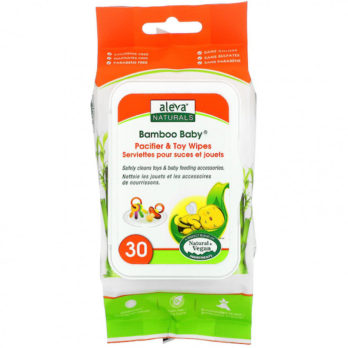 Aleva Naturals, Влажные салфетки Bamboo Baby для игрушек и сосок, 30 влажных салфеток, 5,9x7,9 дюймов (15 x 20 cм) #1