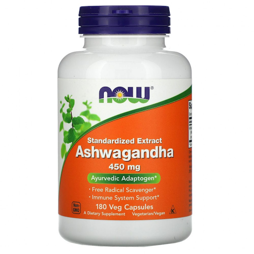 NOW Foods, стандартизованный экстракт ашвагандхи, 450 мг, 180 растительных капсул #1