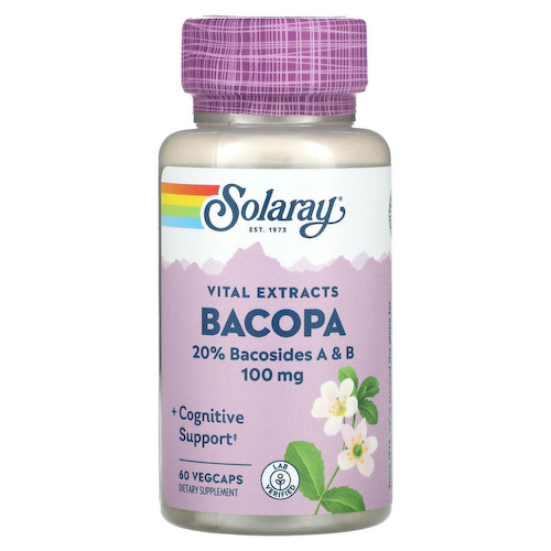 Solaray, Vital Extracts, бакопа, 100 мг, 60 растительных капсул #1