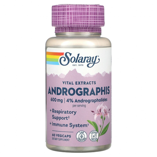 Solaray, Vital Extracts, Andrographis, 300 мг, 60 растительных капсул #1