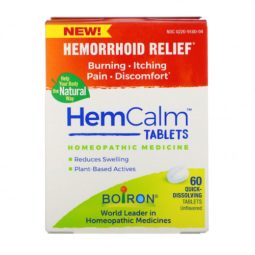 Boiron, HemCalm, средство от геморроя, без добавок, 60 быстрорастворимых таблеток #1