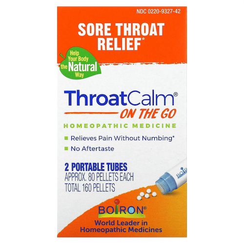 Boiron, ThroatCalm On The Go, 2 переносных тубуса, 80 гранул в каждом #1