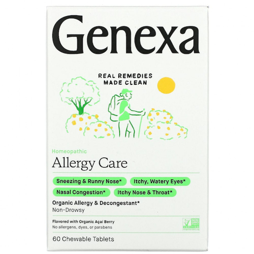 Genexa, Allergy Care, органическое средство от аллергии и отеков, органические ягоды асаи, 60 жевательных таблеток #1