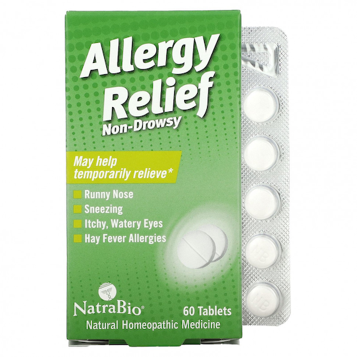NatraBio, Allergy Relief, не вызывает сонливости, 60 таблеток #1