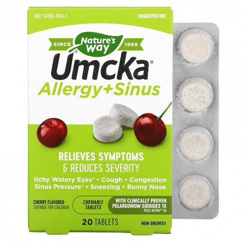 Nature's Way, Umcka, Allergy + Sinus, вишня, 20 таблеток #1
