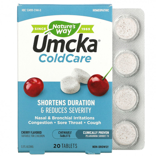 Nature's Way, Umcka, ColdCare, вишня, 20 жевательных таблеток #1
