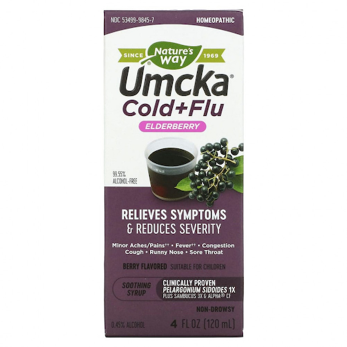 Nature's Way, Umcka, от простуды и гриппа, успокаивающий сироп из бузины, со вкусом ягод, 120 мл (4 жидк. Унции) #1