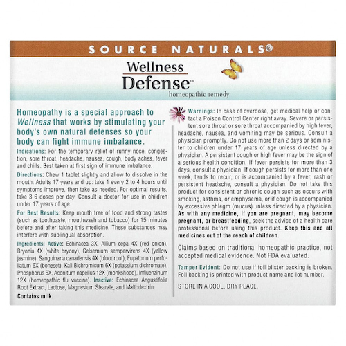 Source Naturals, Wellness Defense, 48 гомеопатических таблеток #1