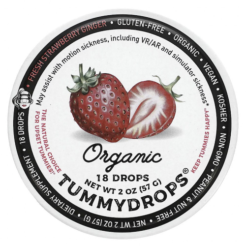 Tummydrops, Органический свежий клубничный имбирь, 18 капель, 57 г (2 унции) #1
