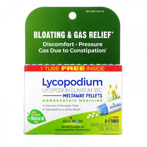 Boiron, Lycopodium, от вздутия живота и газообразования, гранулы Meltaway, 30C, 3 пробирки, 80 гранул в каждой #1