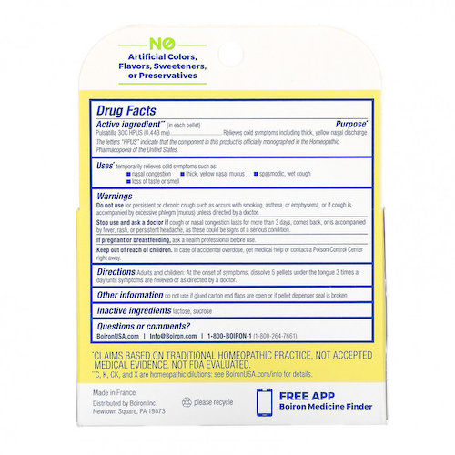 Boiron, Pulsatilla, от простуды и снятия слизи, гранулы Meltaway, 30C, 3 тюбика, 80 гранул в каждой #1