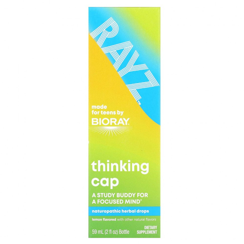 Bioray Inc., Rayz, Thinking Cap, натуропатические травяные капли, лимон, 59 мл (2 жидк. Унции) #1