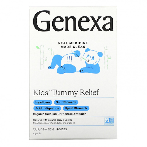 Genexa, Kid's Tummy Relief, для детей от 2 лет, органические ягоды и ваниль, 30 жевательных таблеток #1