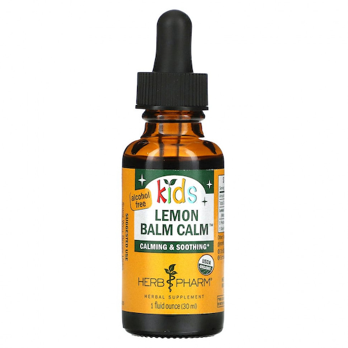 Herb Pharm, Успокаивающий сироп для детей из органической лимонной мяты, без алкоголя, 1 жидкая унция (30 мл) #1