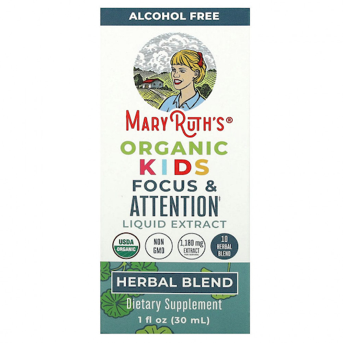 MaryRuth Organics, Herbals, Органические жидкие капли для детского внимания и внимания, 1 жидкая унция (30 мл) #1