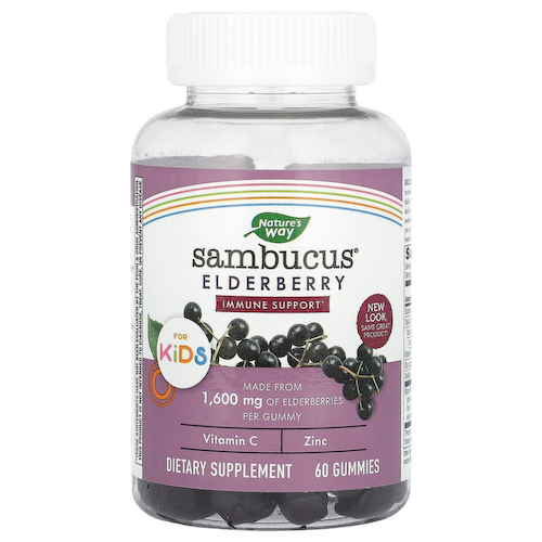 Nature's Way, Sambucus, стандартизированный экстракт бузины для детей, 60 жевательных конфет #1