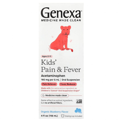 Genexa, Kid's Pain & Fever, для детей от 2 лет, органическая голубика, 118 мл (4 жидк. Унции) #1
