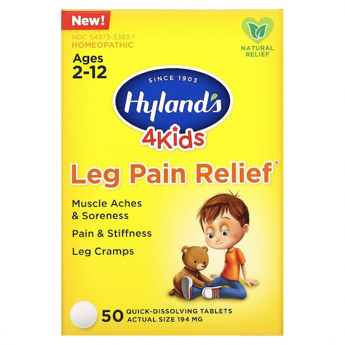 Hyland's, 4 Kids, средство для снятия боли в ногах, возраст 2–12 лет, 50 быстрорастворимых таблеток #1