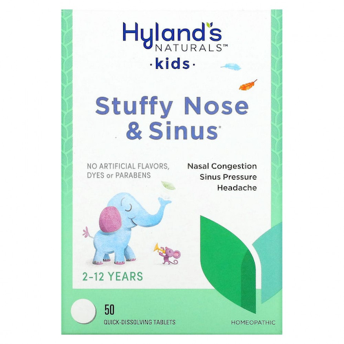 Hyland's, таблетки для детей при заложенности носа и носовых пазух, от 2 до 12 лет, 50 быстрорастворимых таблеток #1