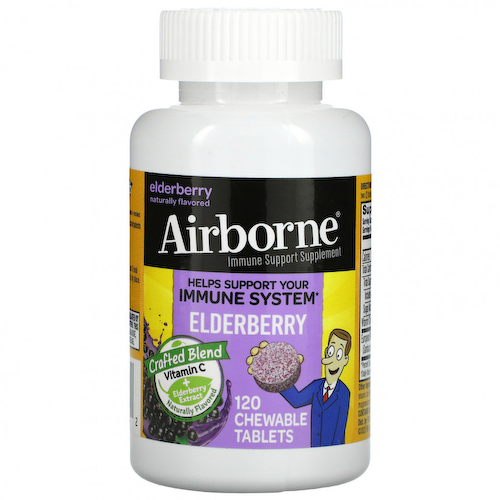 AirBorne, Добавка для поддержки иммунитета, Бузина, 120 жевательных таблеток #1