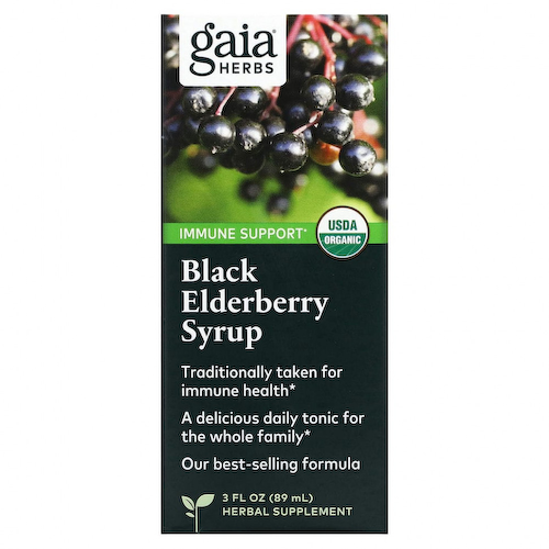 Gaia Herbs, Сироп бузины черной, 3 унции (89 мл) #1
