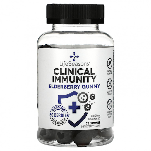 LifeSeasons, Clinical Immunity, жевательные таблетки с бузиной, 3250 мг, 75 жевательных таблеток #1