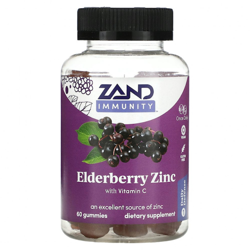 Zand, поддержка иммунитета, бузина, цинк и витамин С, 60 жевательных конфет #1