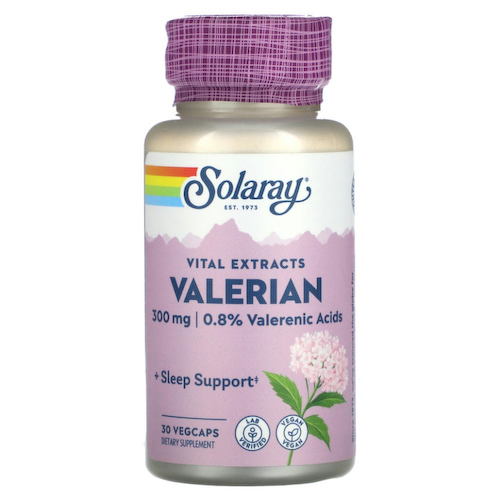 Solaray, Vital Extracts, валериана, 300 мг, 30 растительных капсул #1
