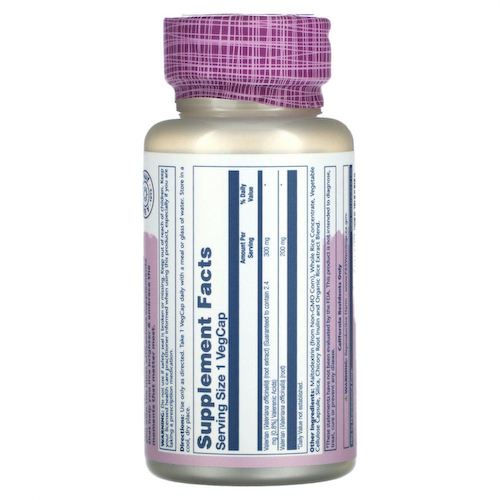 Solaray, Vital Extracts, валериана, 300 мг, 30 растительных капсул #1