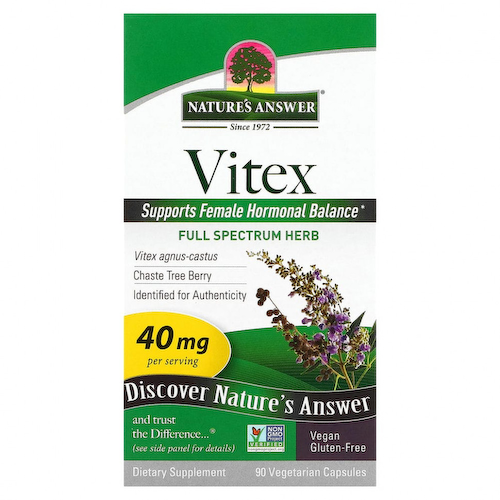 Nature's Answer, Vitex, ягоды монашьего перца, витекса священного, 90 вегетарианских капсул #1