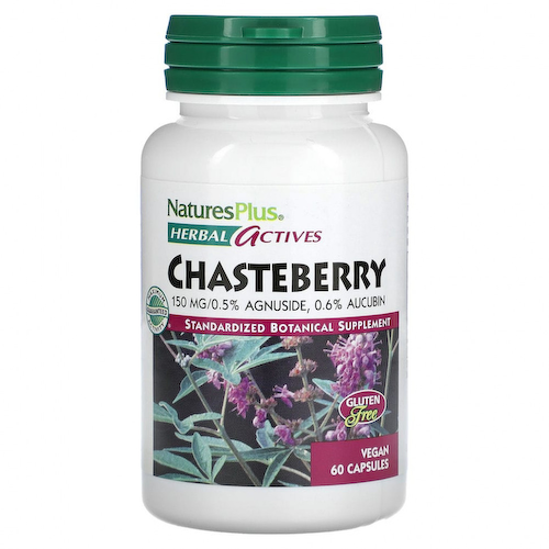 NaturesPlus, Herbal Actives, Chasteberry, 150 мг, 60 веганских капсул #1