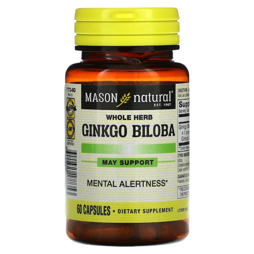 Mason Natural, экстракт гинкго билоба из цельного растения, 60 капсул #1