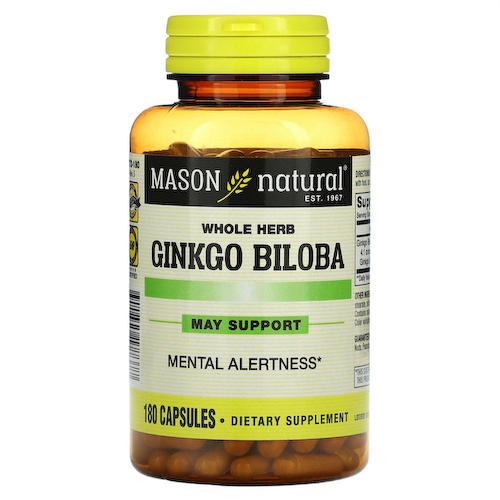 Mason Natural, цельное растение гинкго билоба, 180 капсул #1