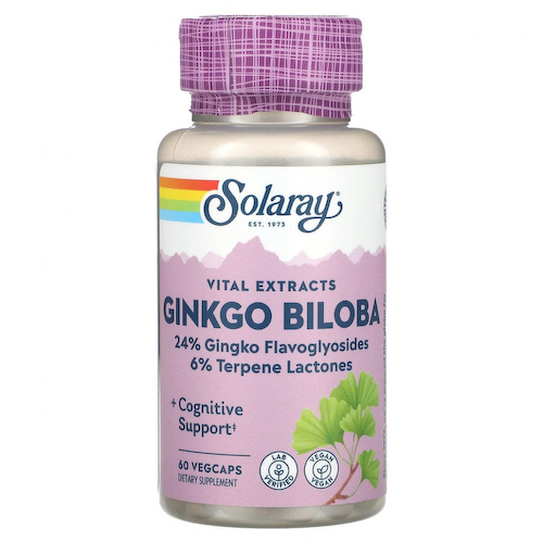 Solaray, Vital Extracts, гинкго билоба, 60 растительных капсул #1