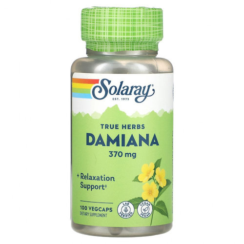 Solaray, True Herbs, дамиана, 370 мг, 100 растительных капсул #1