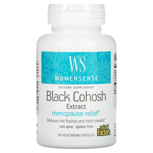 Natural Factors, WomenSense, экстракт черного кохоша, средство для облегчения менопаузы, 90 вегетарианских капсул #1