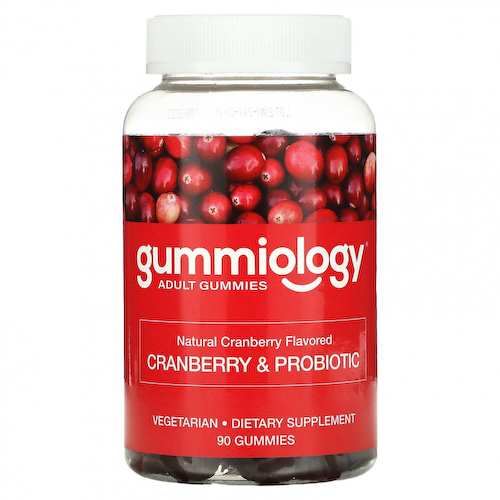 Gummiology, жевательные таблетки с клюквой и пробиотиком, со вкусом клюквы, 90 вегетарианских жевательных таблеток #1